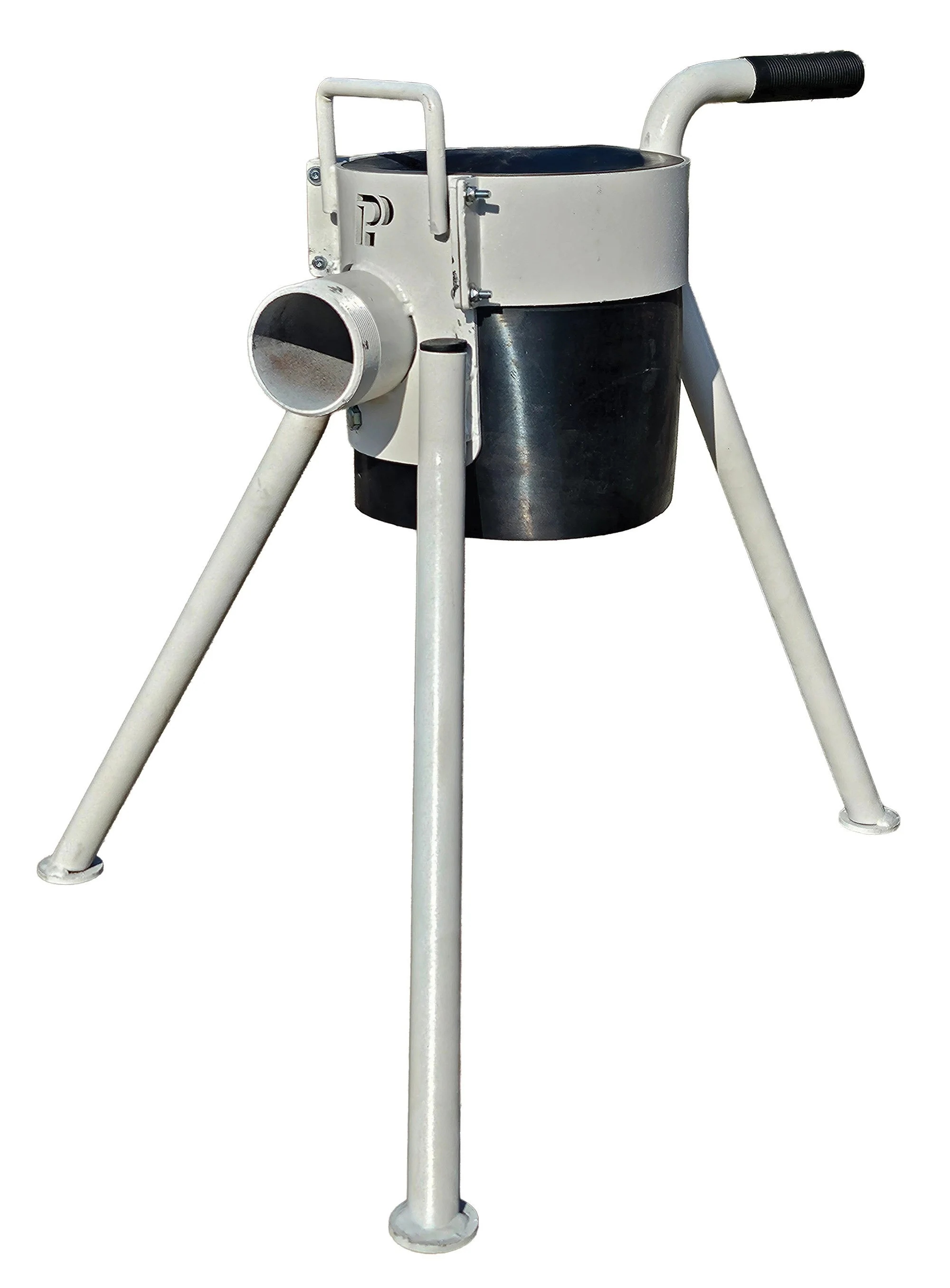 A black and white screed tripod.