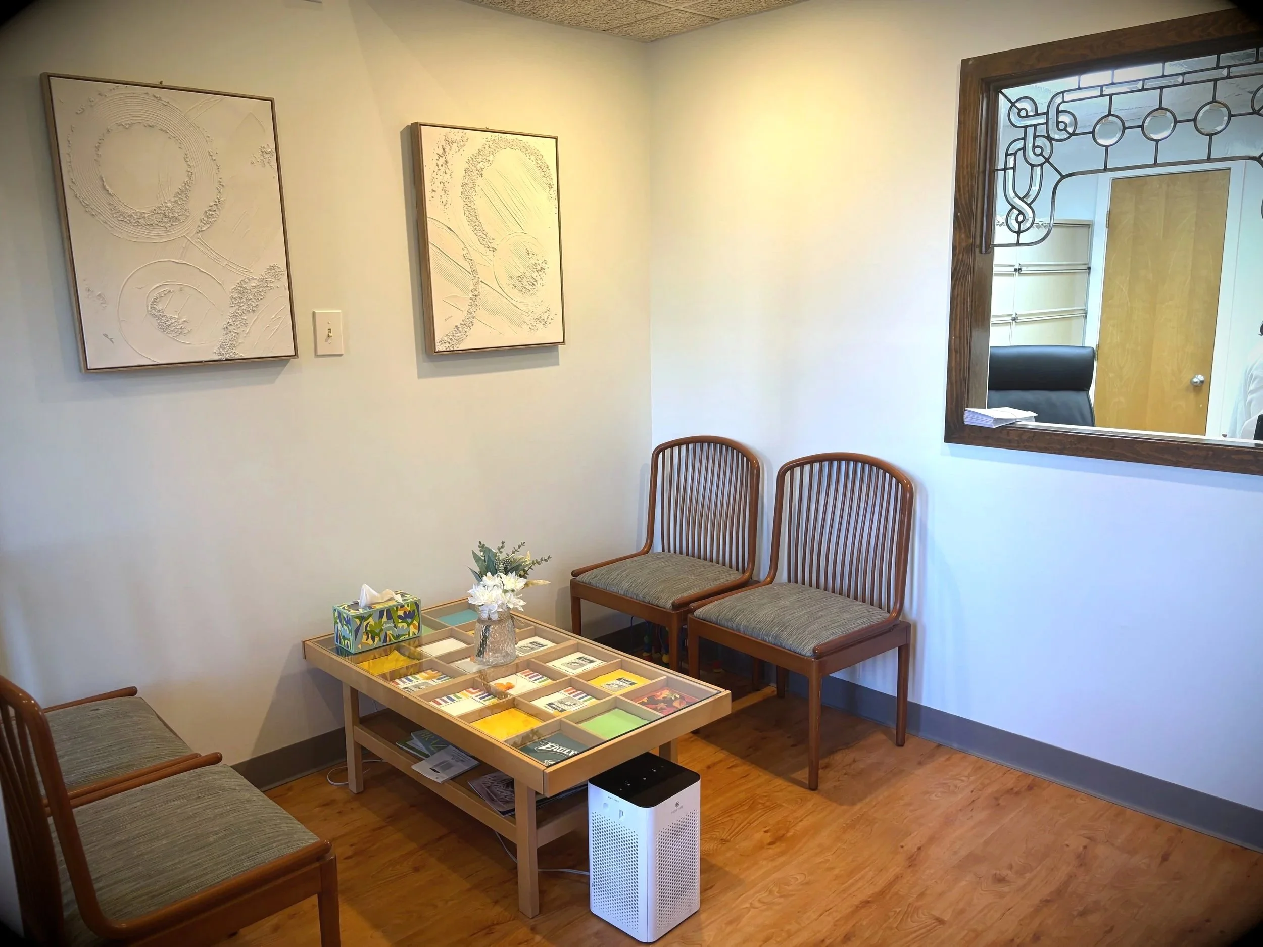 A patient waiting area at Dr. Van Pelt's office.