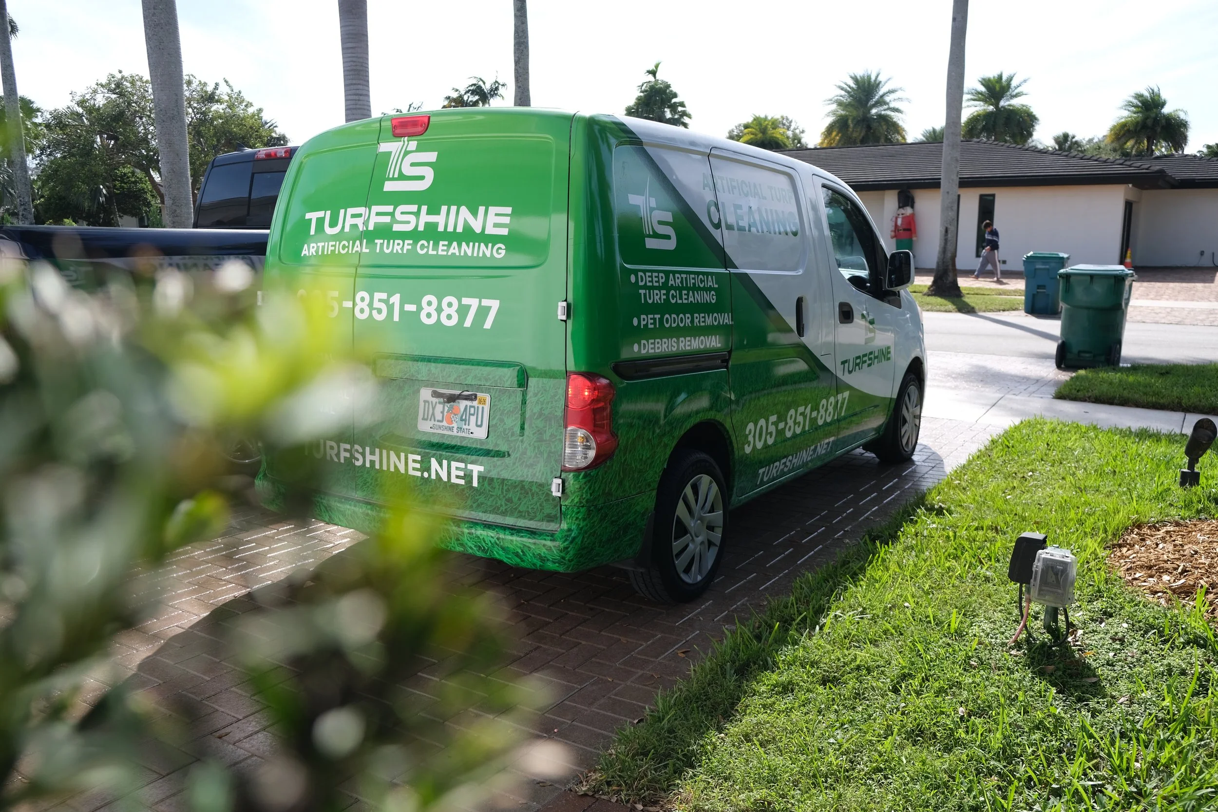 Turfshine company van wraped with artificial turf cleaning