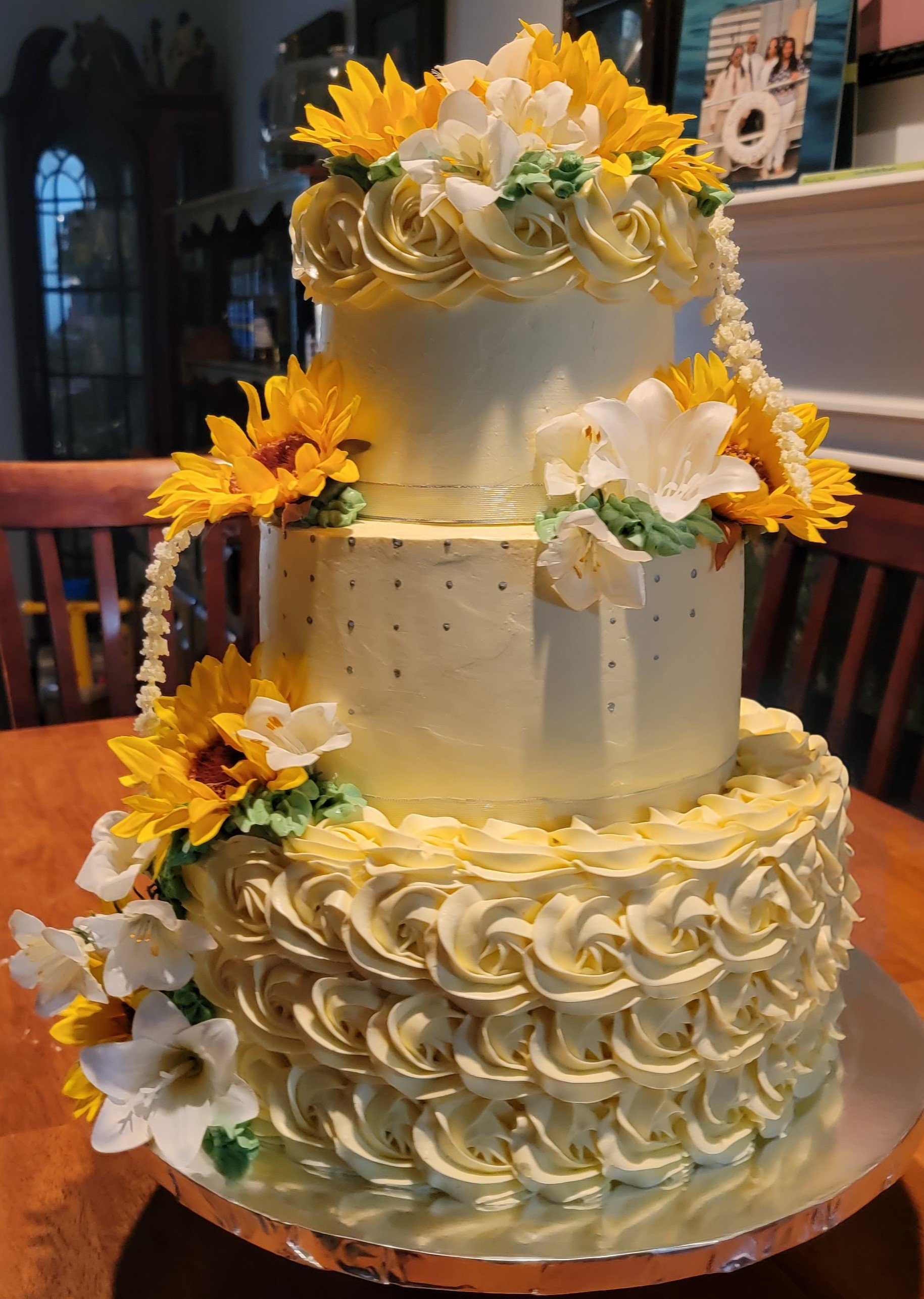 3 Tier SunFlower Yellow Wedding Cake 2.jpg