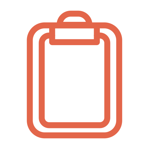 Line drawing of a hospital or emergency medical clipboard with a handle at the top