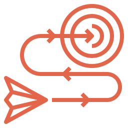 Illustration of a target, a maze, and a paper airplane connected by arrows, symbolizing goals and navigation.