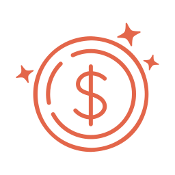 Illustration of a dollar coin with stars around it.