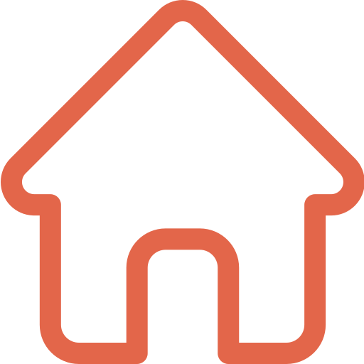 Outline of a house in a brownish-red color with a black background.