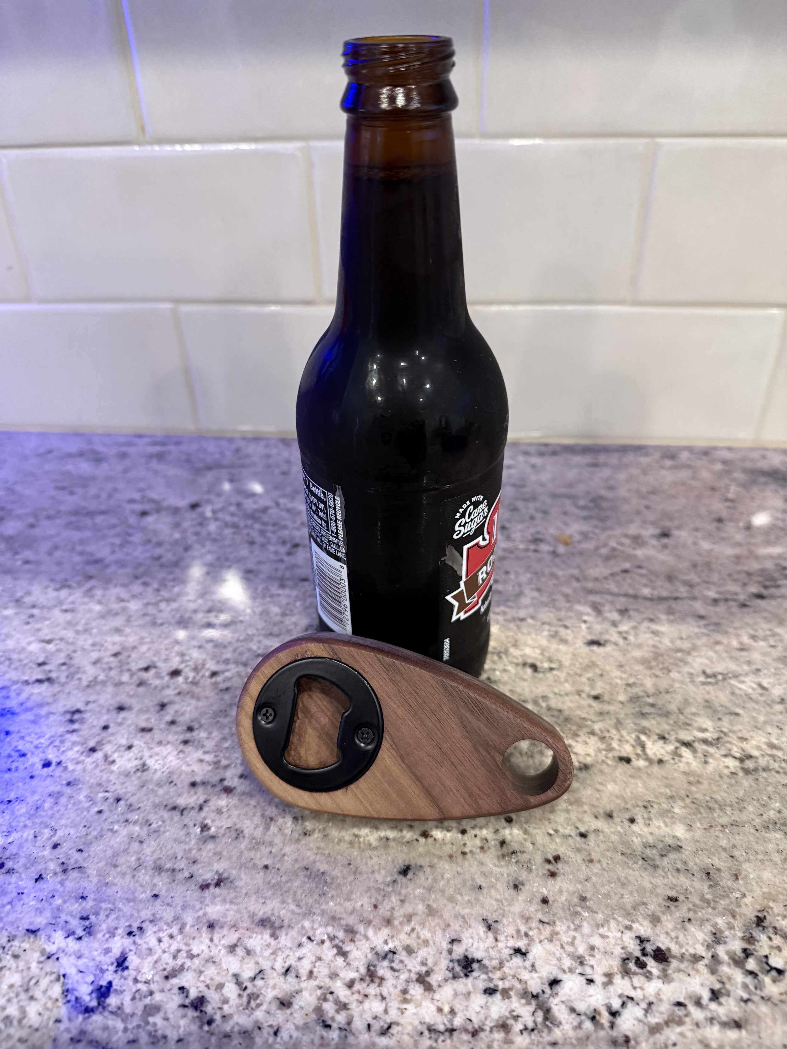Handcrafted Wooden Bottle Opener | Metal Insert Bar Tool