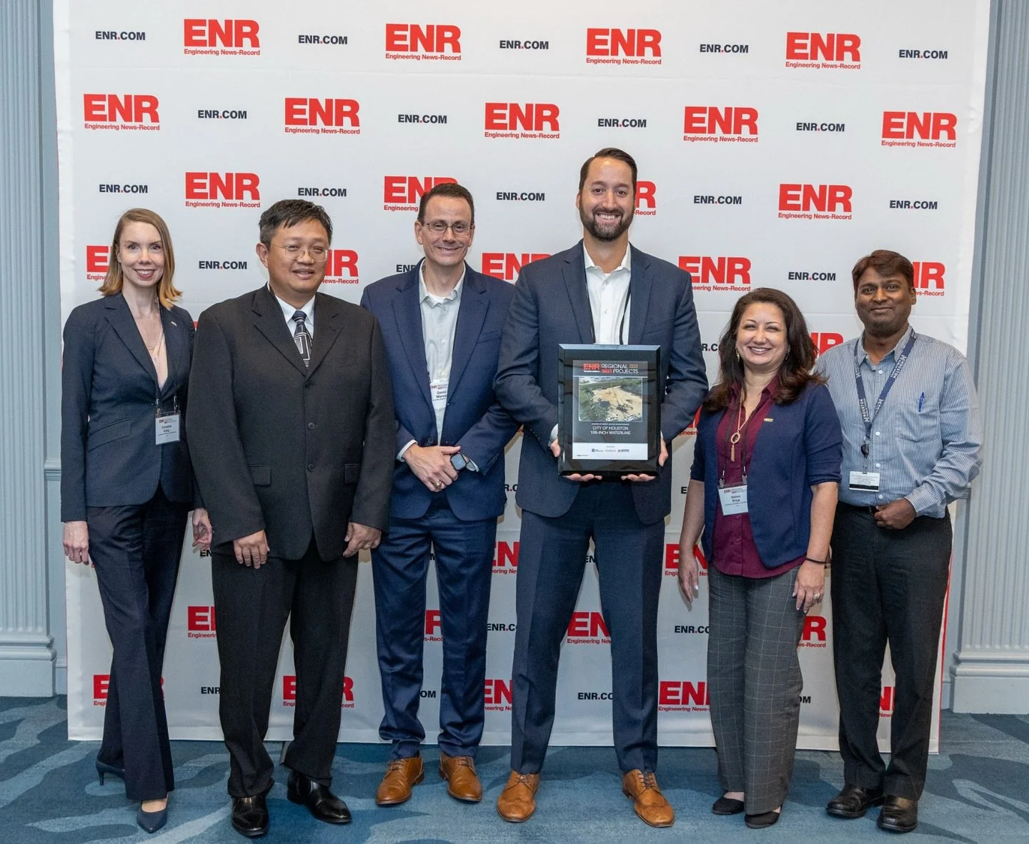 At the @enr.news Texas &amp; Louisiana Best Projects awards ceremony, LAN joined @houpublicworks, @quiddityeng, and our project partners to recognize the 108-inch Water Line from Willis Street to Imperial Valley Drive. As part of the Northeast Transm