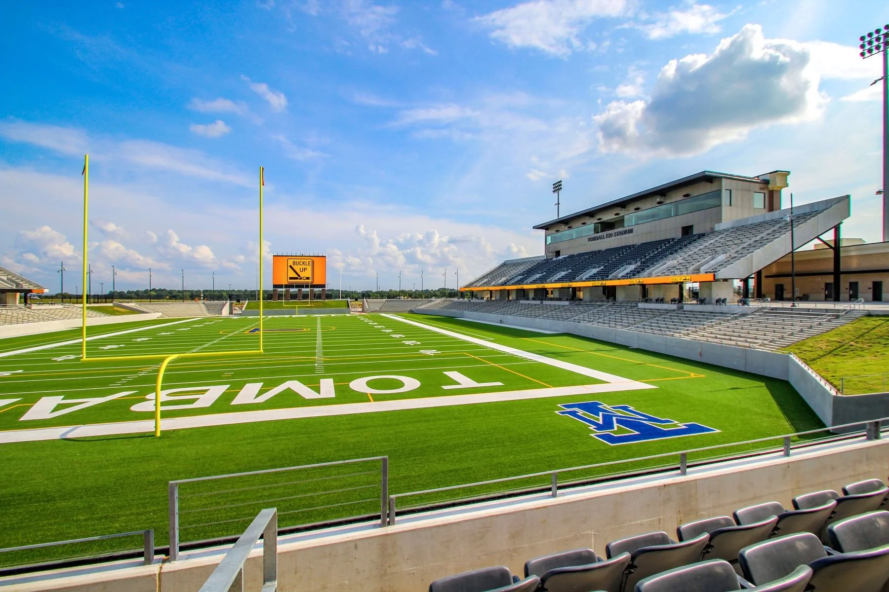 A highschool football field stadium
