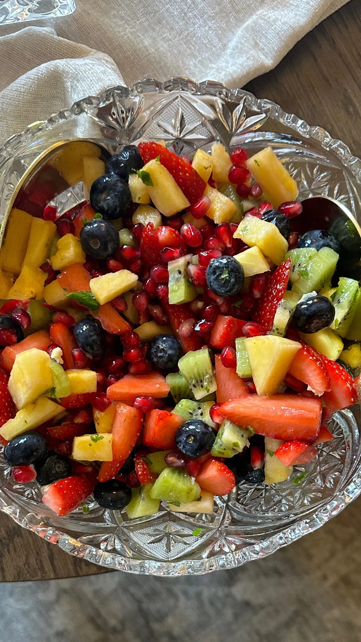 Seasonal holiday fruit salad. 