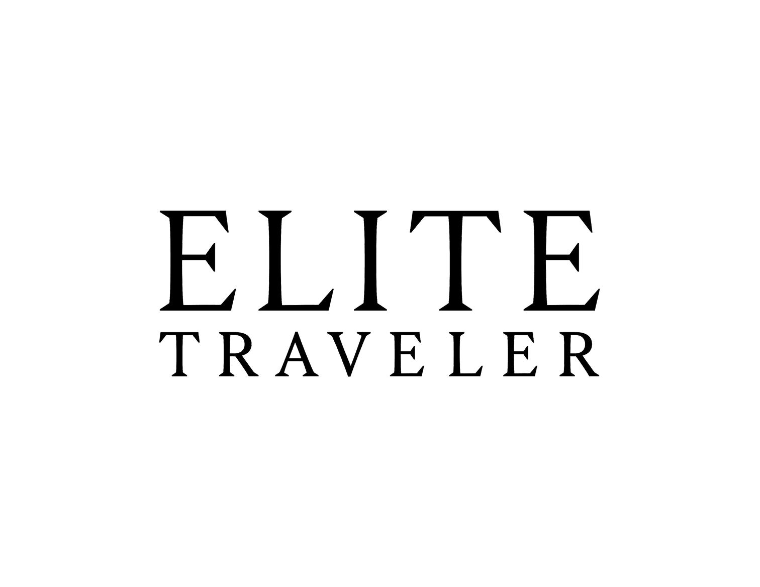 Black logowith text that reads 'ELITE TRAVELER' in a stylized font.