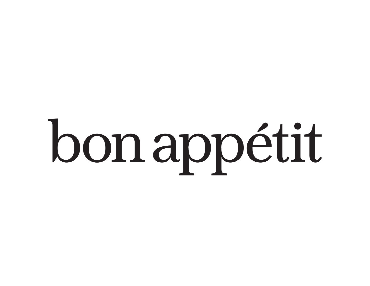 Black logo of the text "bon appetit" in a serif font