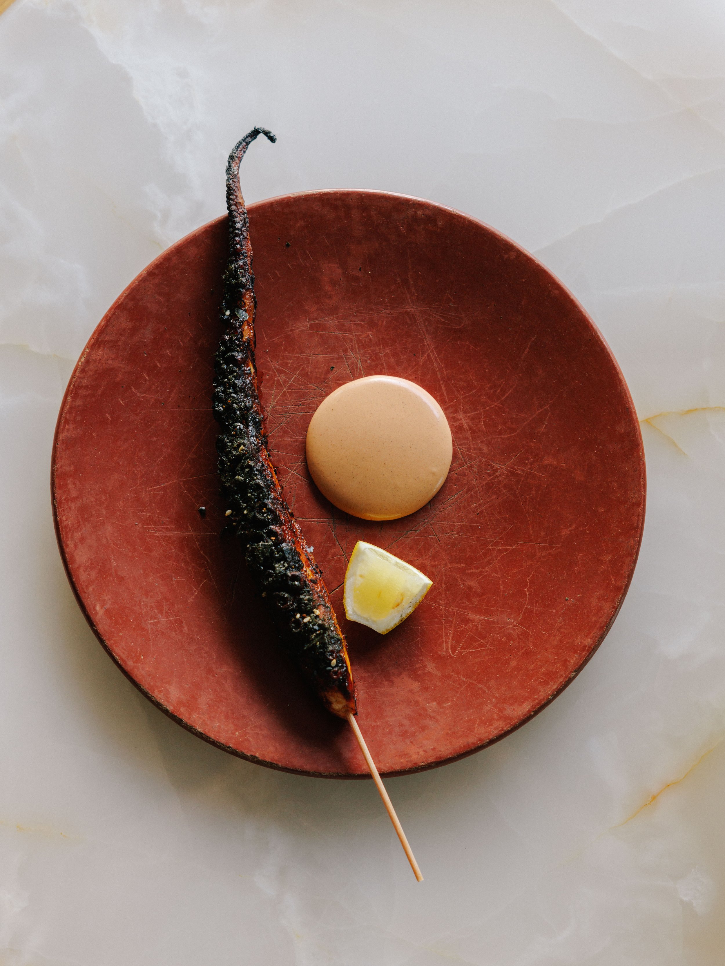 Refined charred pepper dish