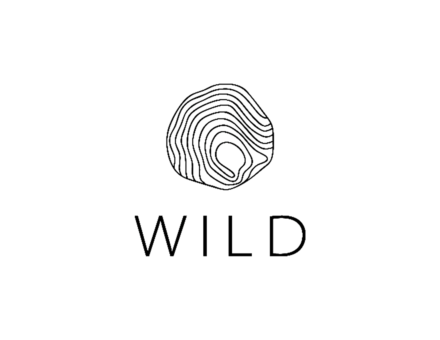 A logo with a topographic map sphere above the word 'WILD' in capital letters, all in black on a white background.