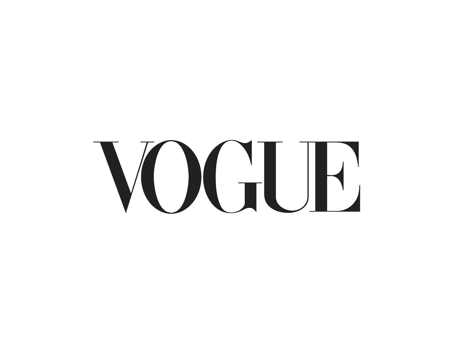 Black logo with the text 'VOGUE'.