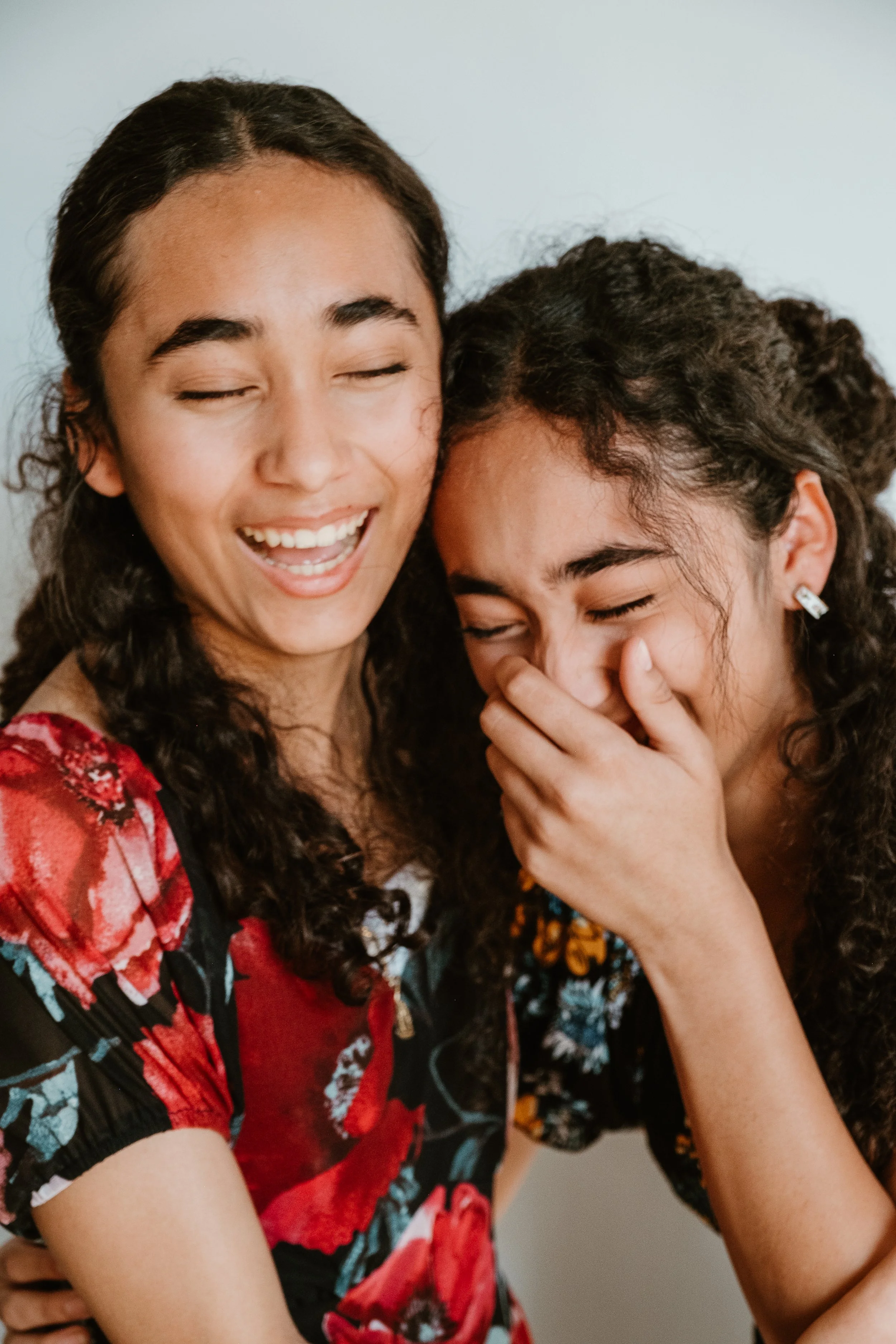candid fine art portrait of sibling high school girls in Upland California