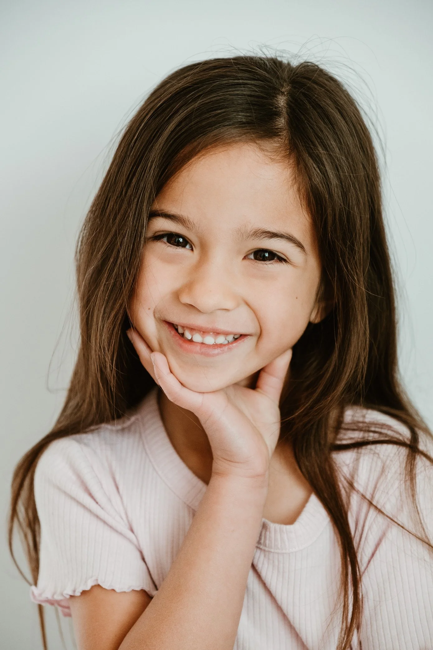 modern school photo of smiling elementary girl in Upland California