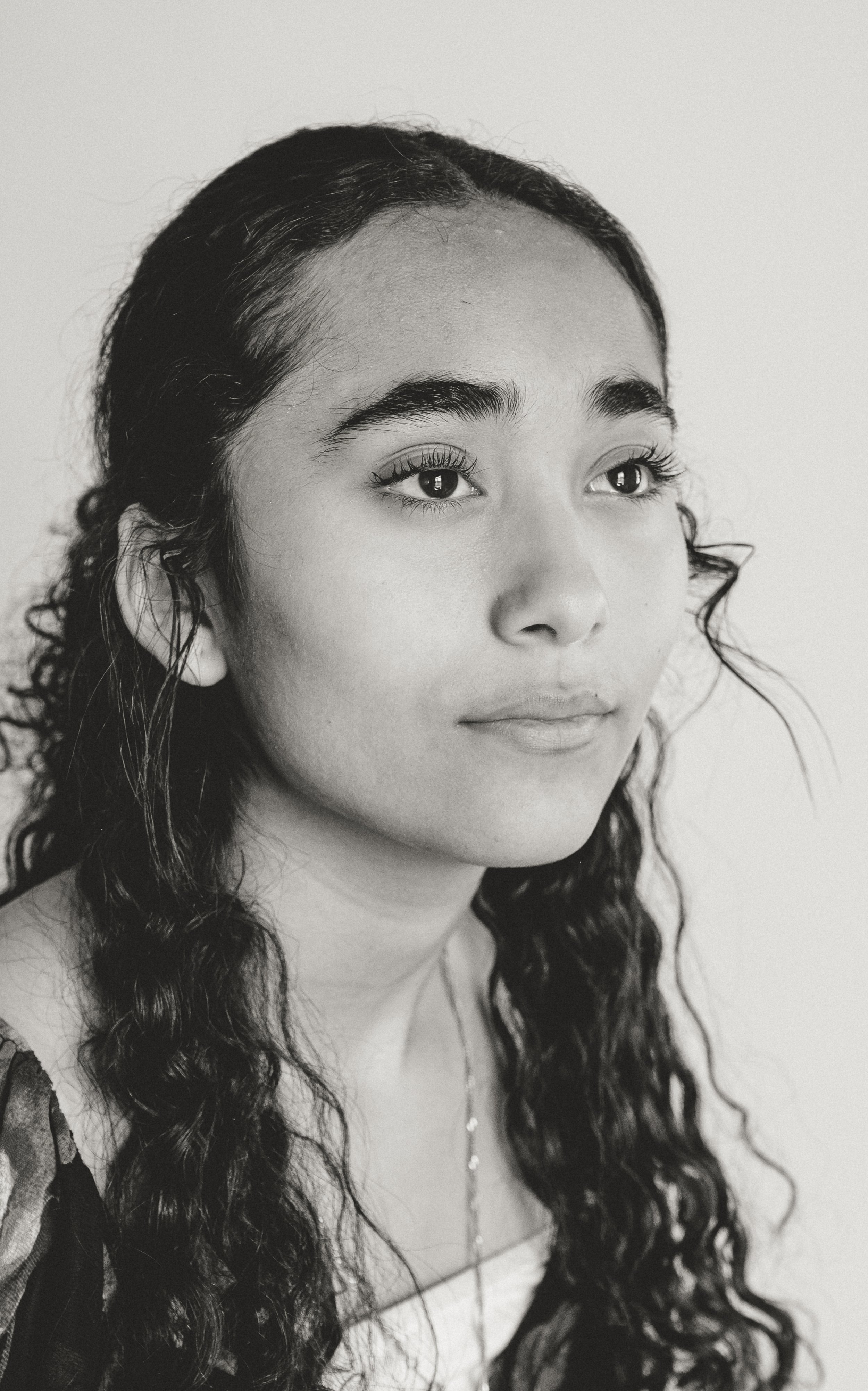 black and white fine art portrait of high school girl in Upland california