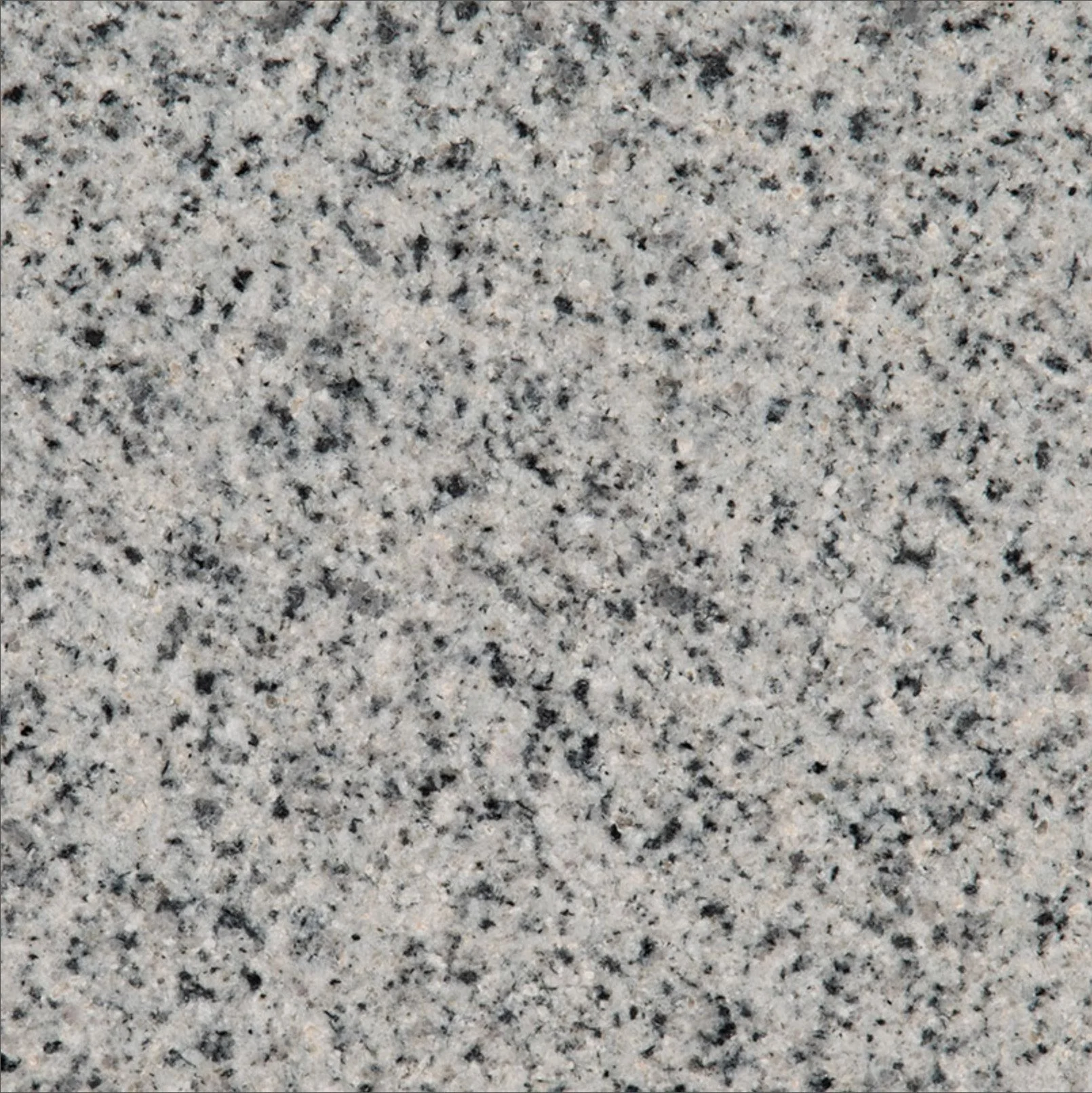 Close-up view of a speckled granite surface with black, white, and gray mineral grains.