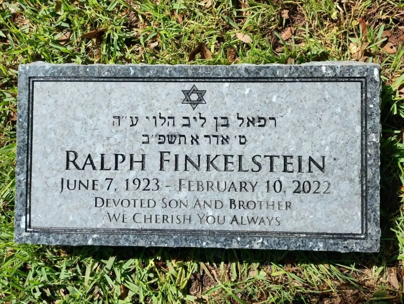 Gravestone and a Star of David symbol.