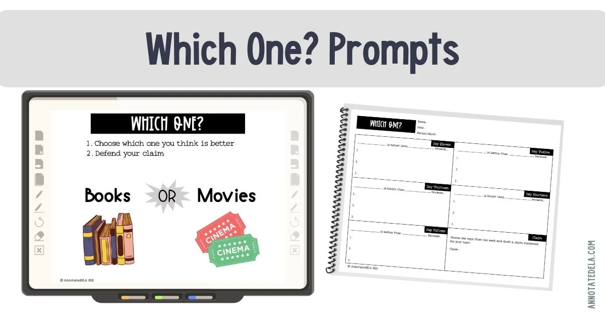 Argument essay writing using Which One? prompts