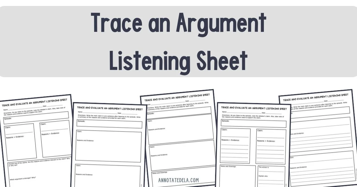 Argument essay writing with listening sheets to trace an argument
