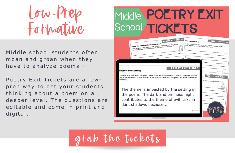 Cover image poetry exit tickets printable and digital