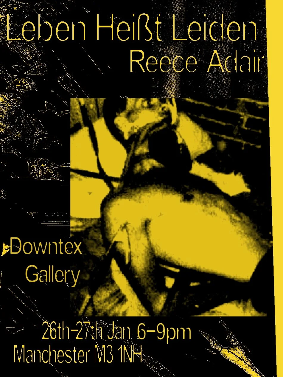 Leben heißt Leiden (2021) - Solo Exhibition at Downtex Gallery project space, Manchester UK.                                                                        Reece's solo exhibition investigated the interplay of corresponding light and how it c