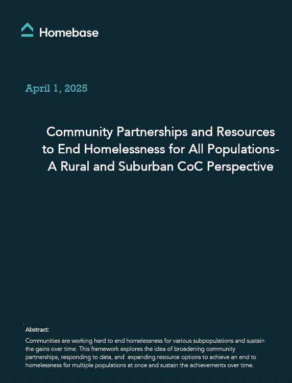 Community Partnerships and Resources to End Homelessness for all Populations - a Rural and Suburban CoC Perspective