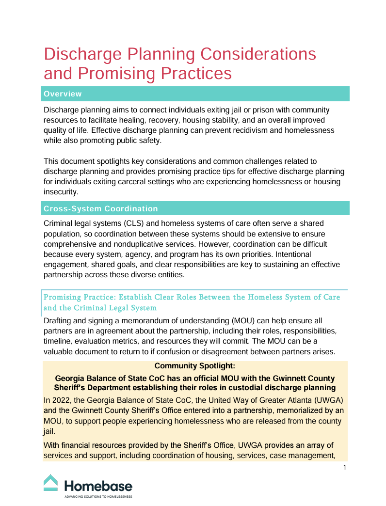 Discharge Planning Considerations and Promising Practices