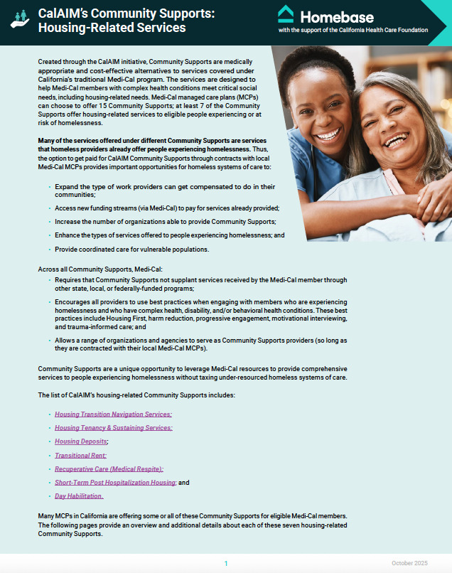CalAIM’s Community Supports: Housing Related Services