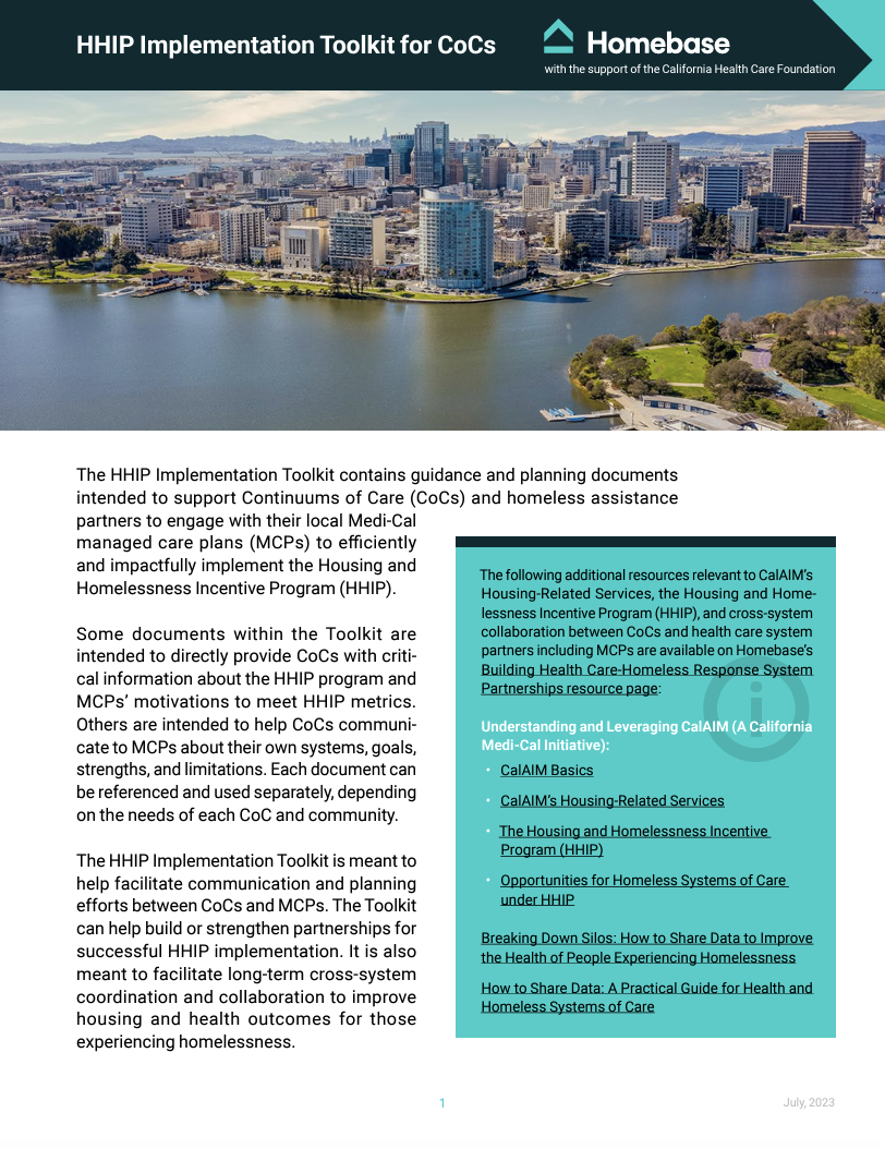 CalAIM Toolkit for Continuums of Care (CoCs) and CoC Partners