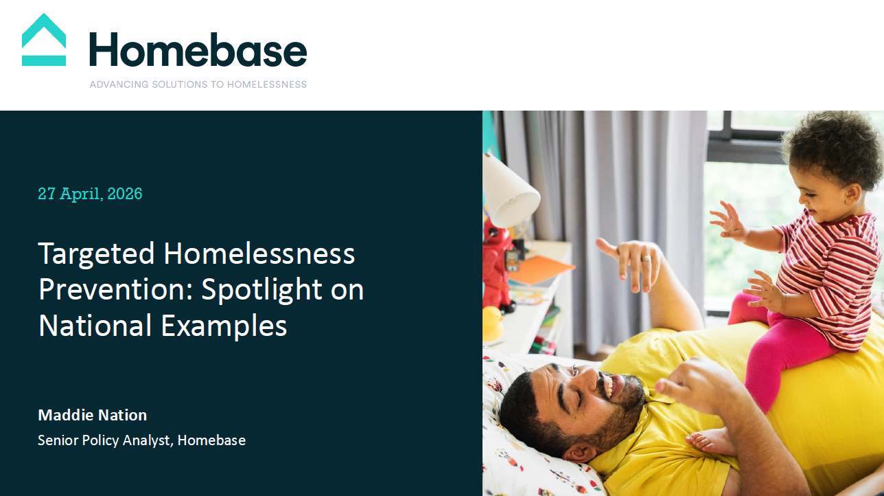 Picture of a slide deck with a blue background and white text and a picture of a person in a yellow shirt laying down playing with a child in pink pants and a striped shirt.