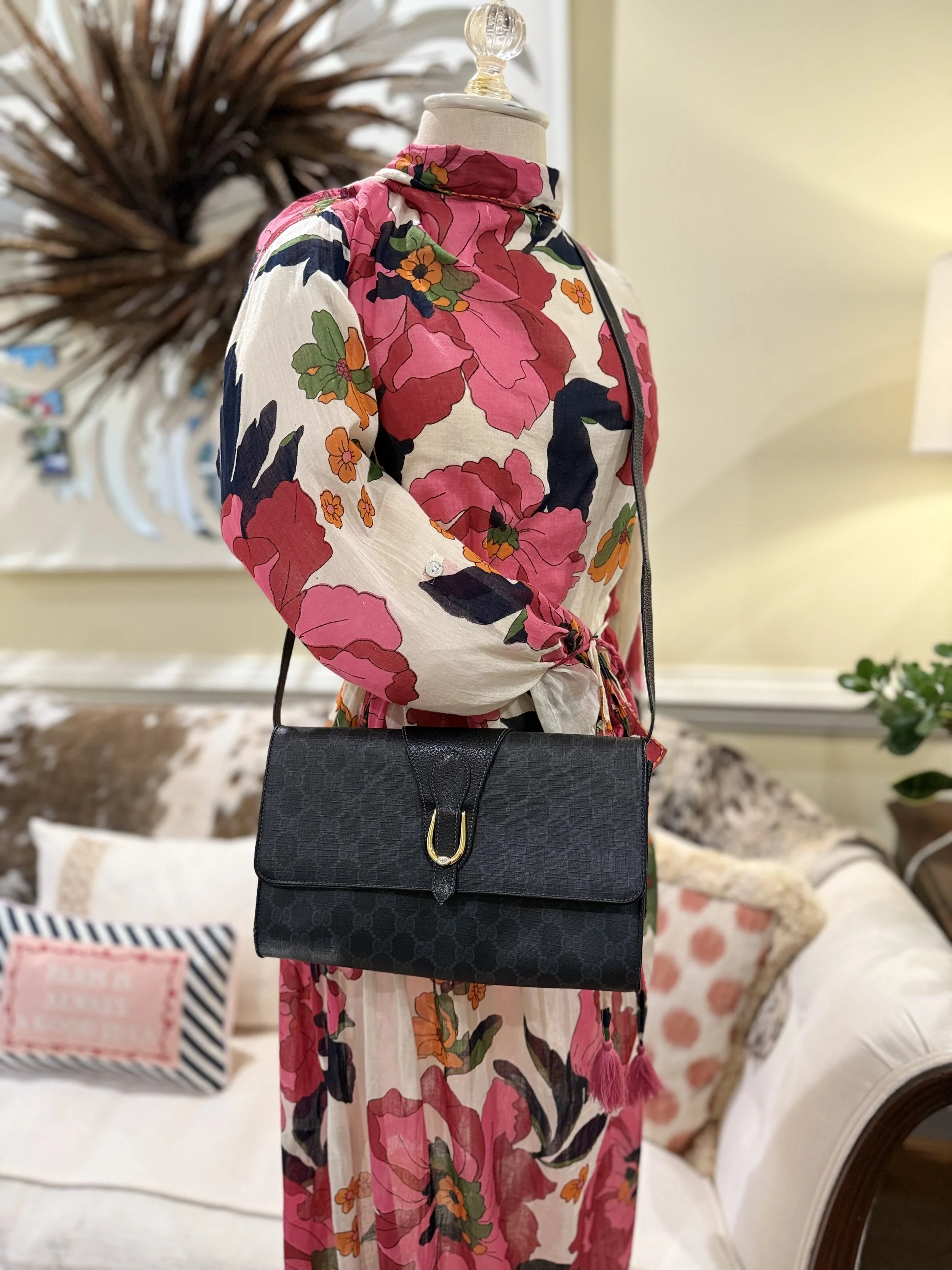 Vintage Gucci GG Monogram Horseshoe Flap Bag