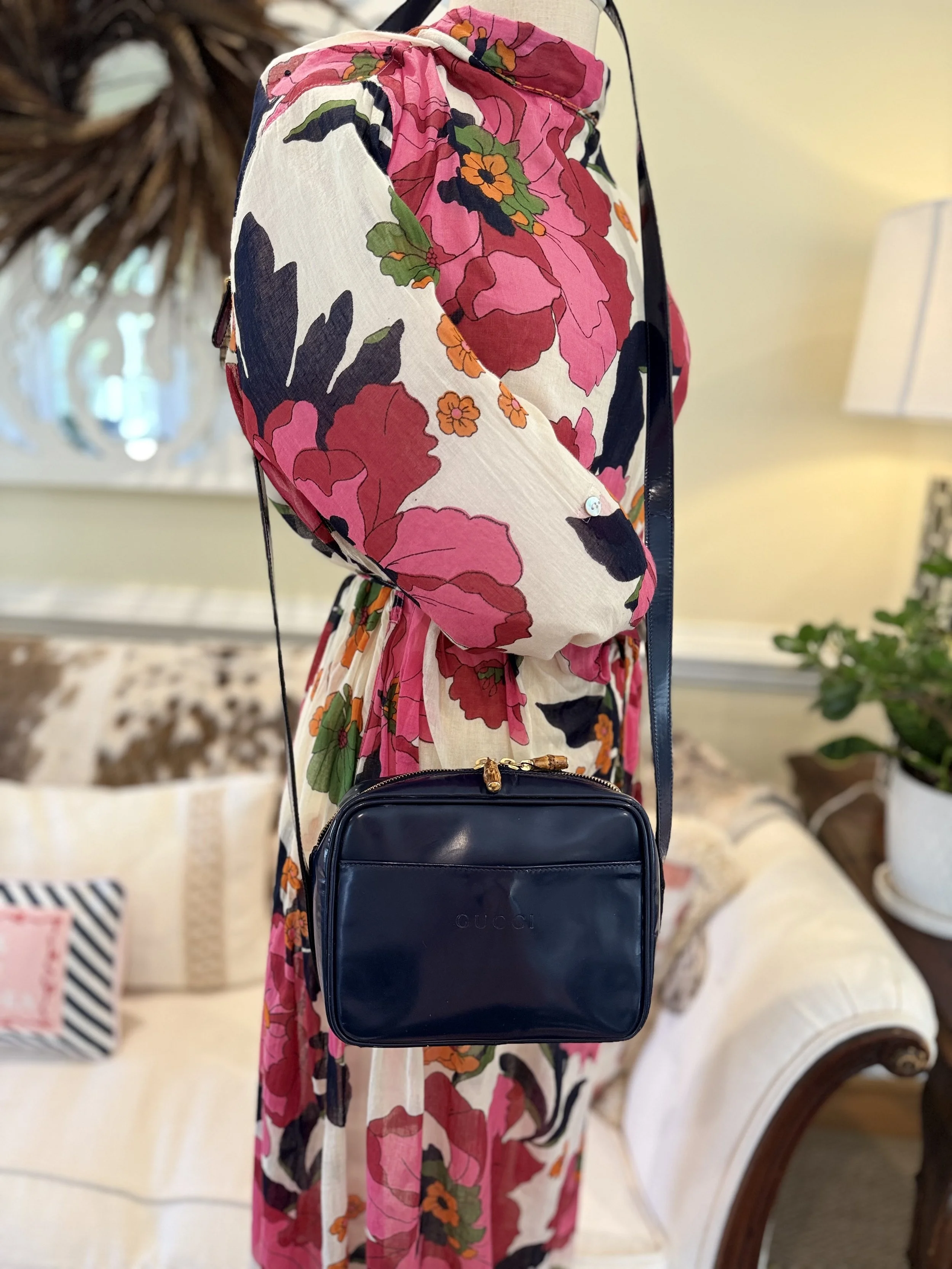 GUCCI Blue Bamboo Camera bag