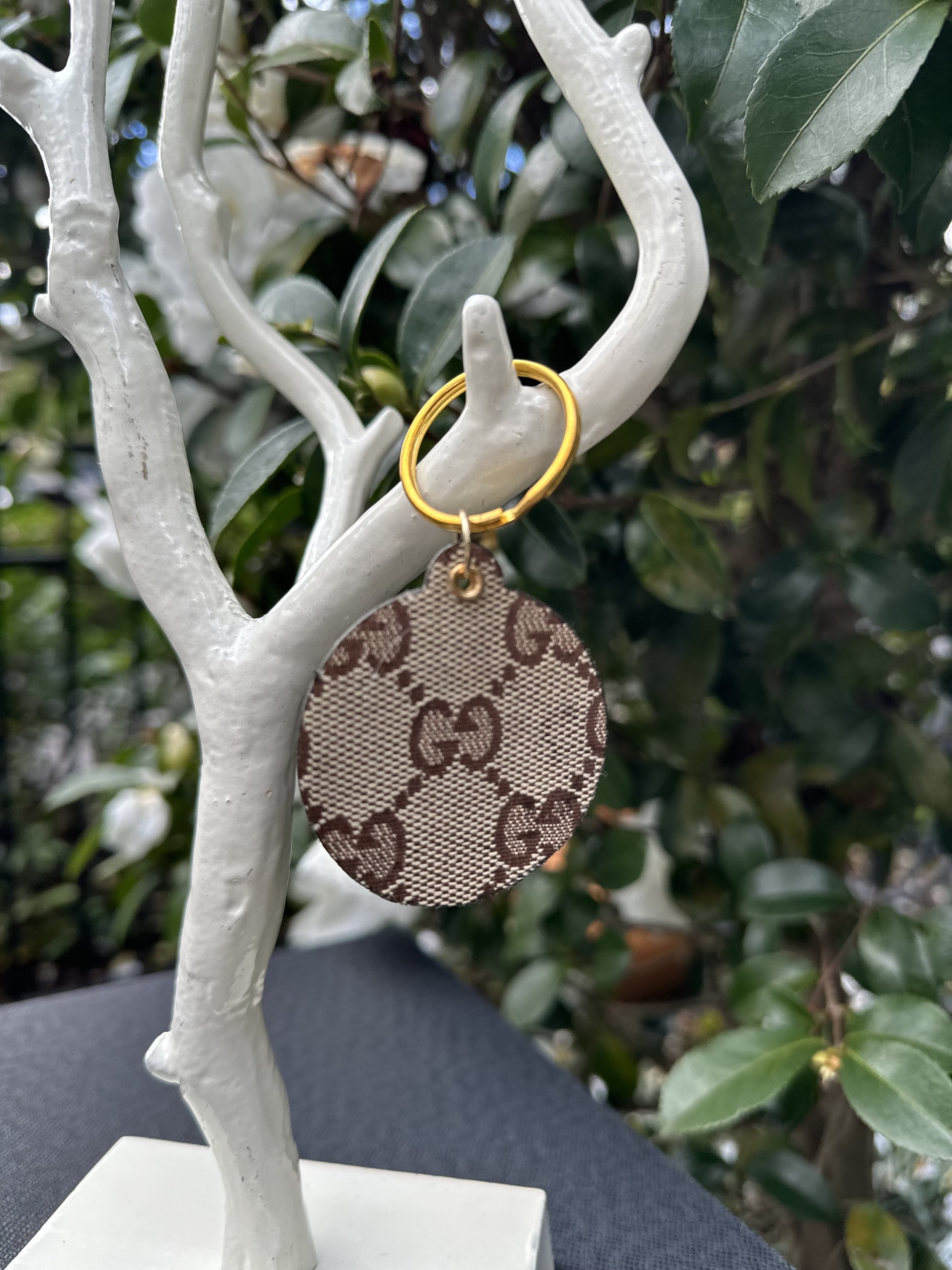 GUCCI Repurposed BROWN Circle Keychain
