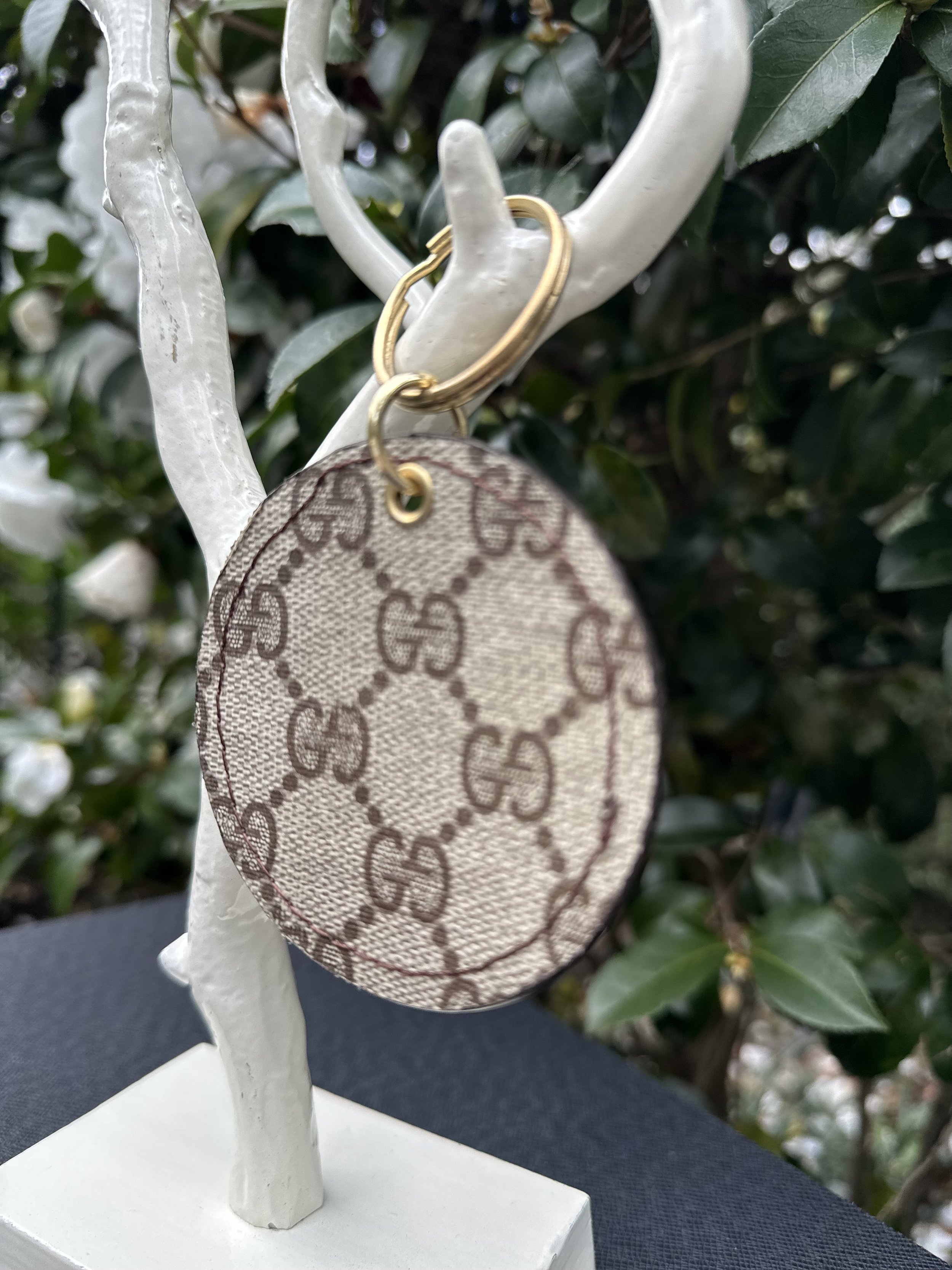 GUCCI Repurposed Brown Circle Keychain