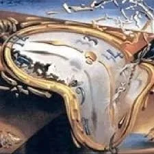 A surreal, melting clock illustration representing ADHD time blindness and the distorted sense of time passing.