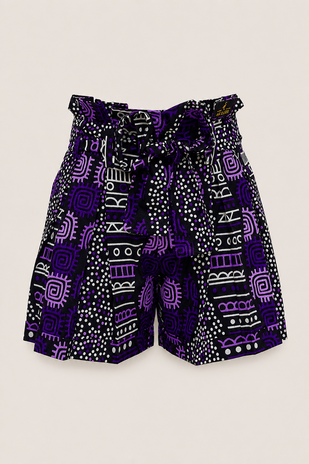 Akolee Violet Signature Pleated Paper-Bag Shorts