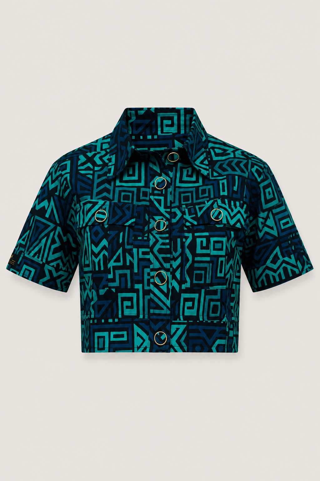 Akolee House Code Cropped Shirt - Teal