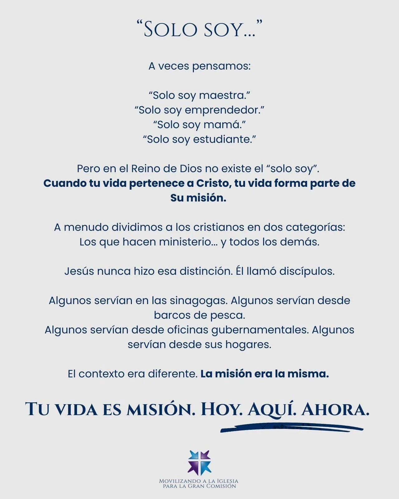 Tu vida forma parte de Su misi&oacute;n. &iquest;Te atrev&eacute;s a vivir como misi&oacute;n hoy?

#Discipulado #Llamado #GranComisi&oacute;n #FeEnAcci&oacute;n #MyCrossline #ServirAJes&uacute;s