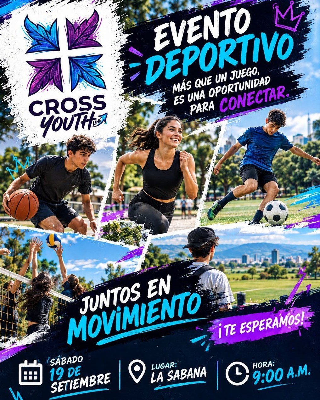 🏃&zwj;♂️🔥 &iexcl;Cross Youth est&aacute; en movimiento! M&aacute;s que un evento deportivo, es una oportunidad para hacer nuevos amigos y ser parte de una comunidad que crece unida!

⚽Para j&oacute;venes de 12 a 25 a&ntilde;os
⚽M&aacute;s informaci