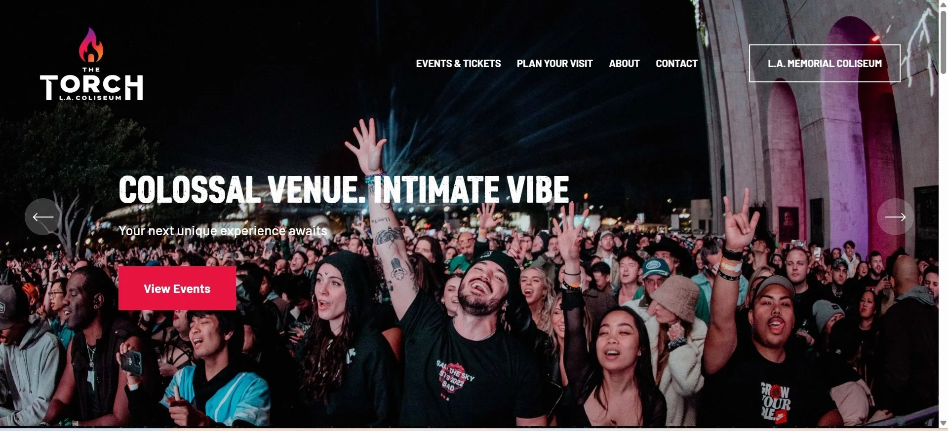 The  Torch at the LA Memorial Coliseum - Webpage Design with RATTO Design