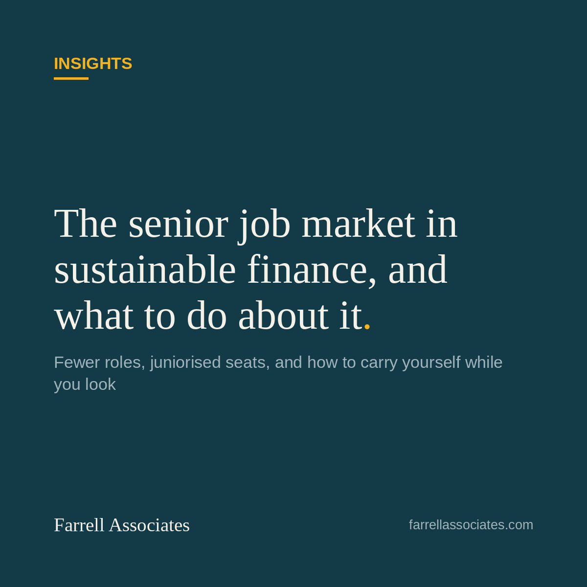What senior candidates in sustainable finance keep asking me, and what I tell them