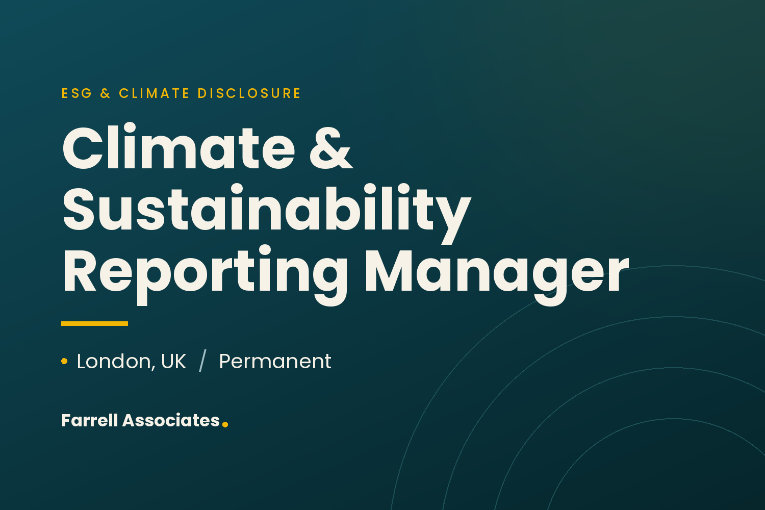 Climate &amp; Sustainability Reporting Manager – London