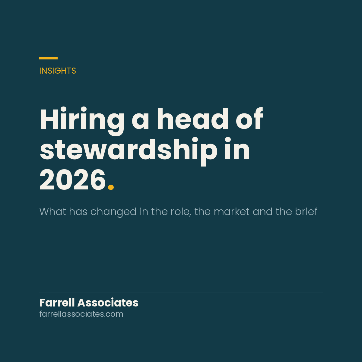 Hiring a head of stewardship in 2026: what has changed