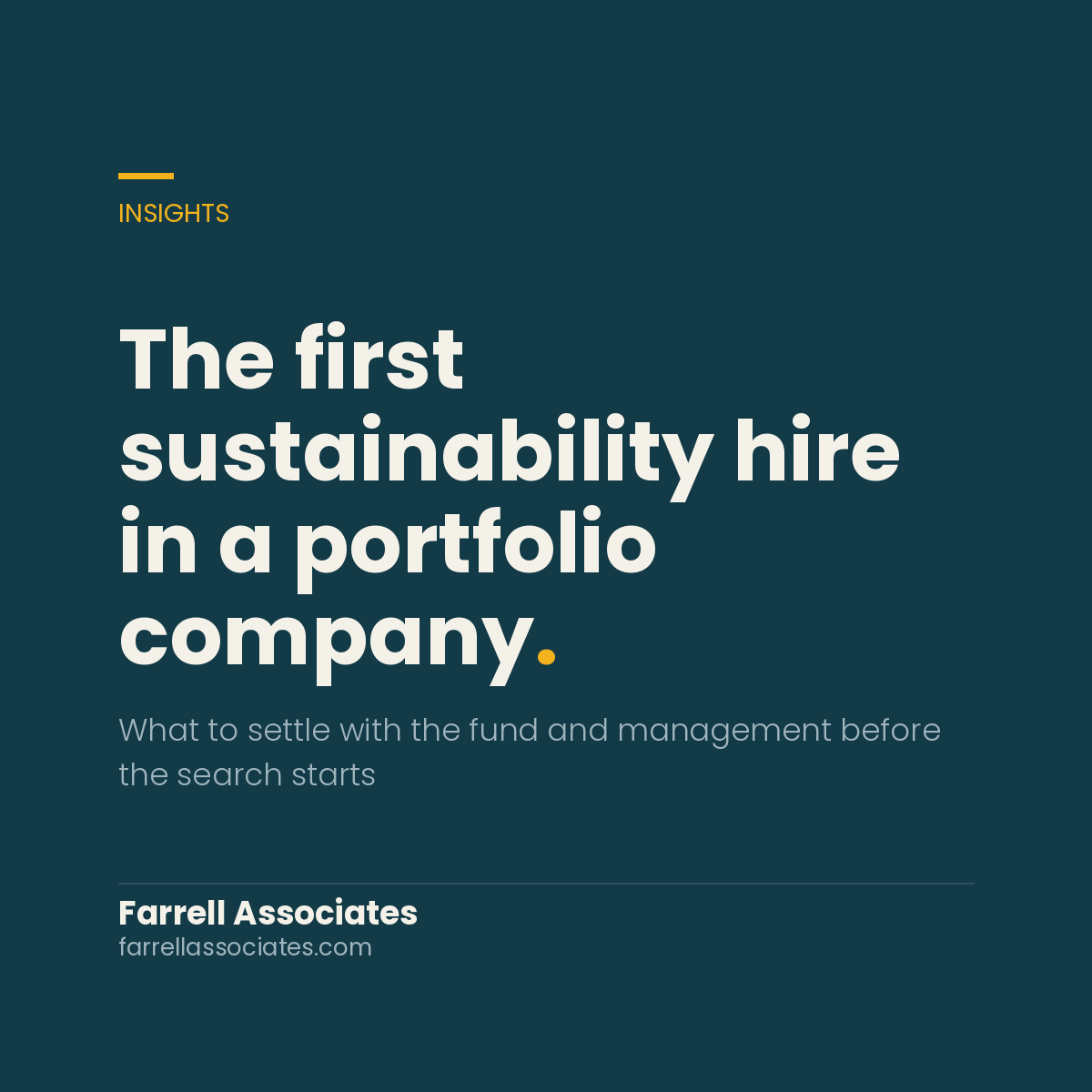 The first sustainability hire in a portfolio company