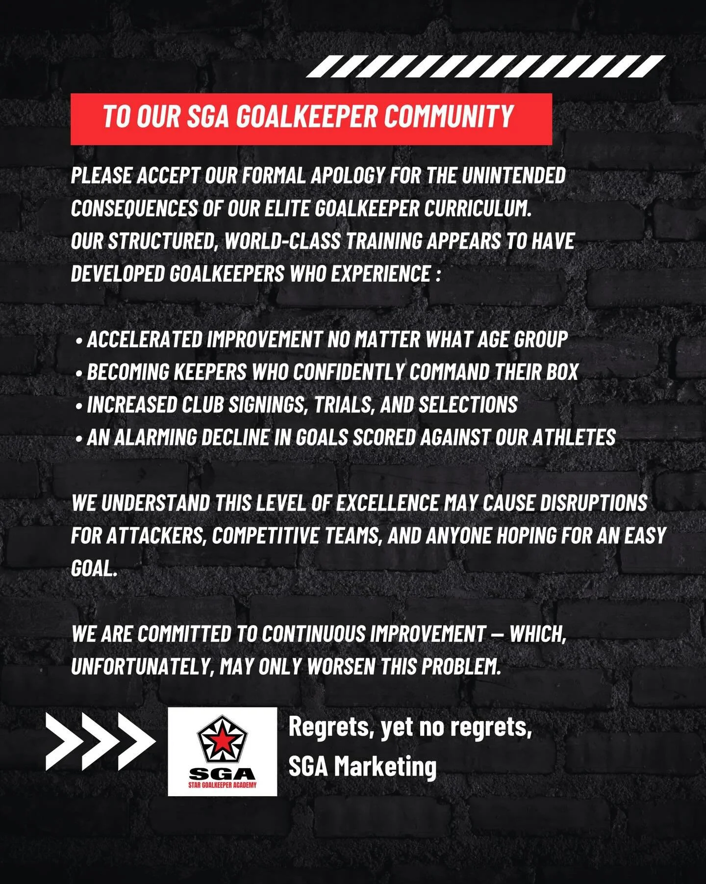 You know a SGA goalkeeper when you see one.&hellip;and we are sorry, not sorry about it. ⚽️🧤If you are a proud SGA GK, smash that like button to accept our &ldquo;apology&rdquo; (truly, we hope you do).