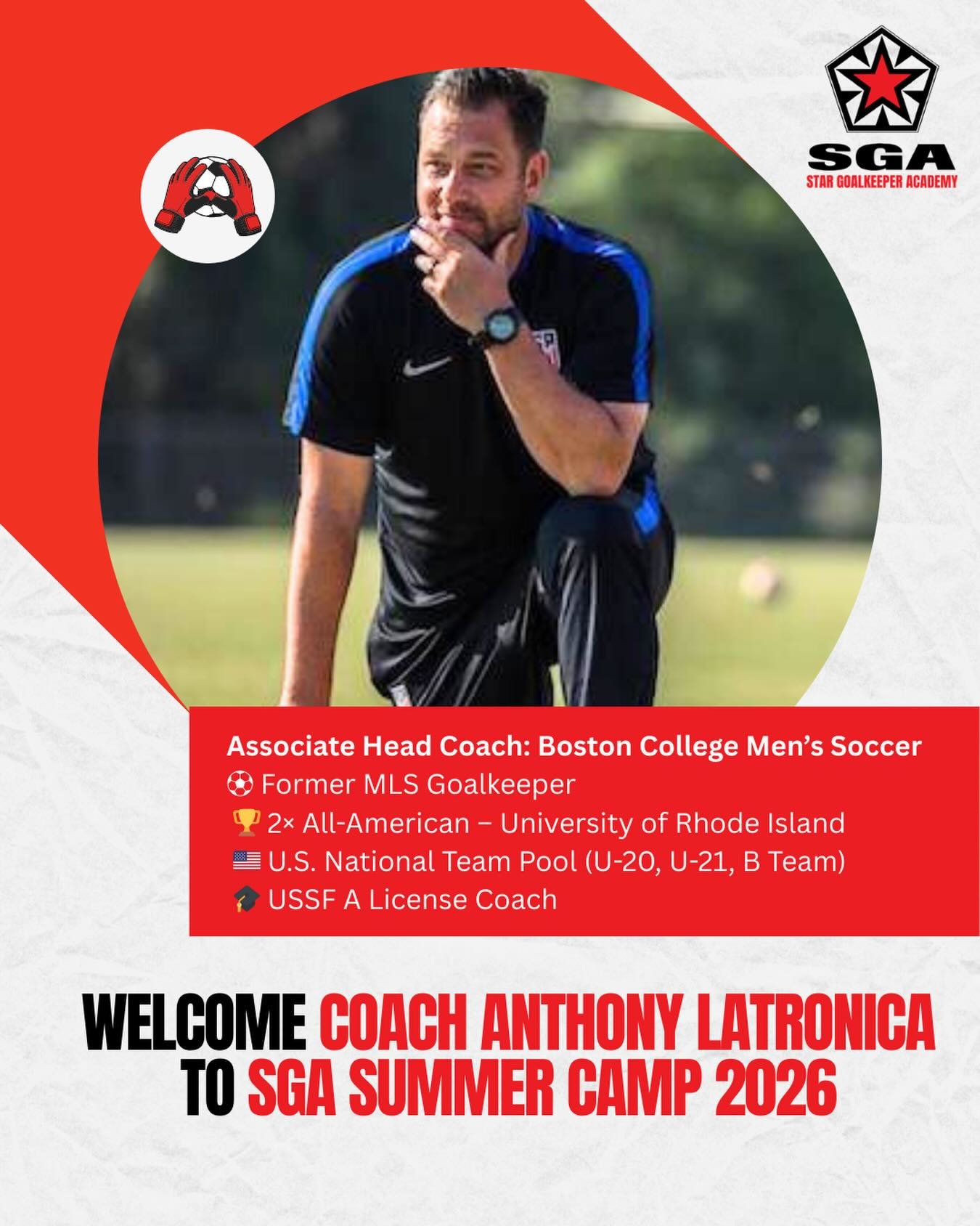 Adding to our list of all-star goalkeeper coaches for Summer Camp 2026 with Coach Latronica!