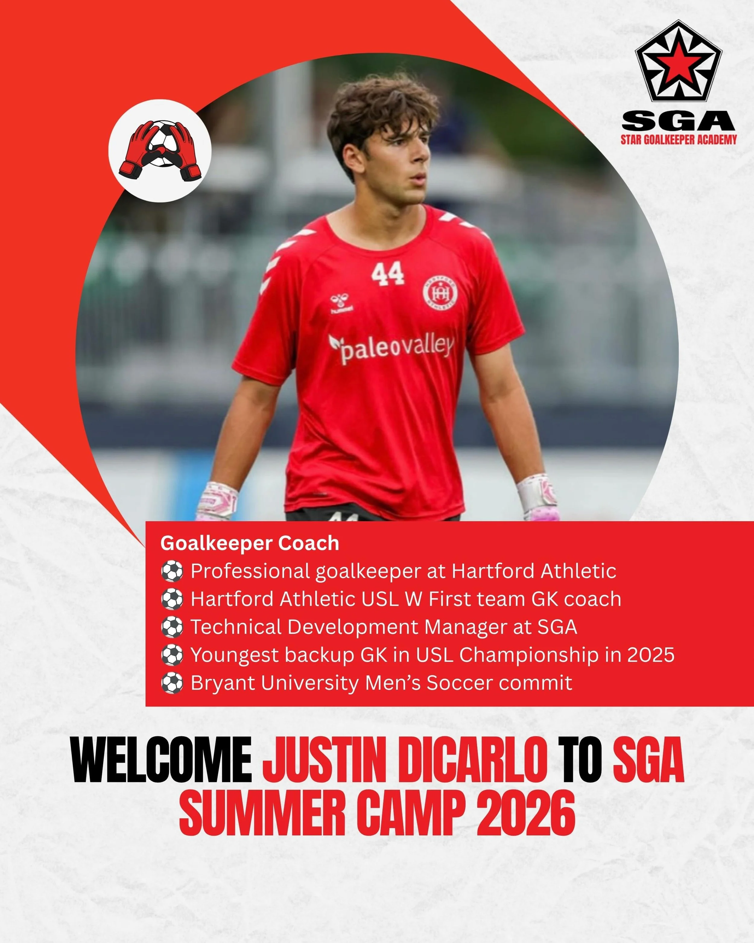Or shall we say, Welcome Back, @justindicarlo28 ! Coach Justin, also known as &ldquo;JD&rdquo;, started with SGA when he was 11 years old. He continues to be a positive influence on our goalkeepers and their promising futures! ⚽️🧤💪🏼