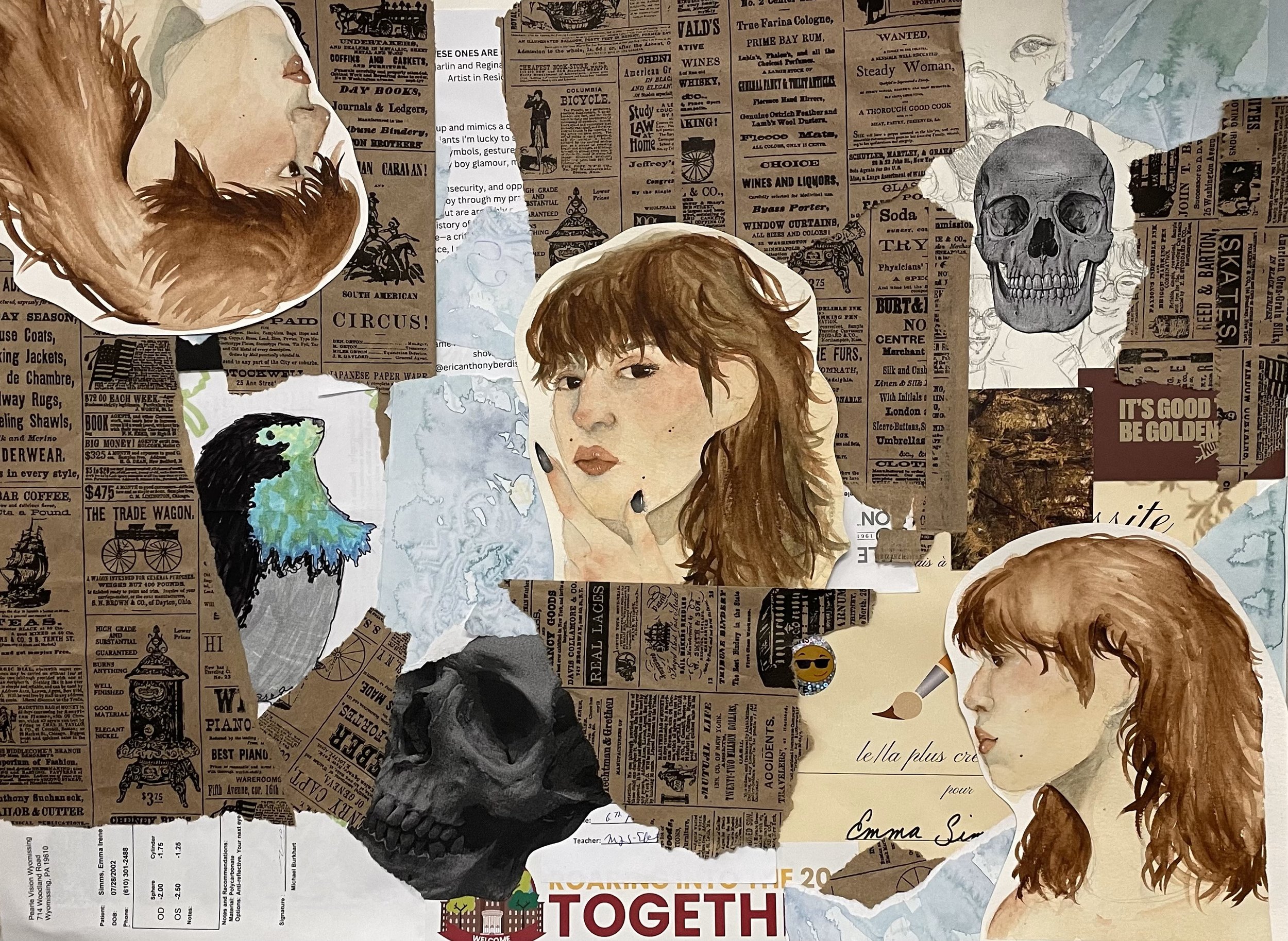 Drawing 1 Collage Self-Portrait, 2022