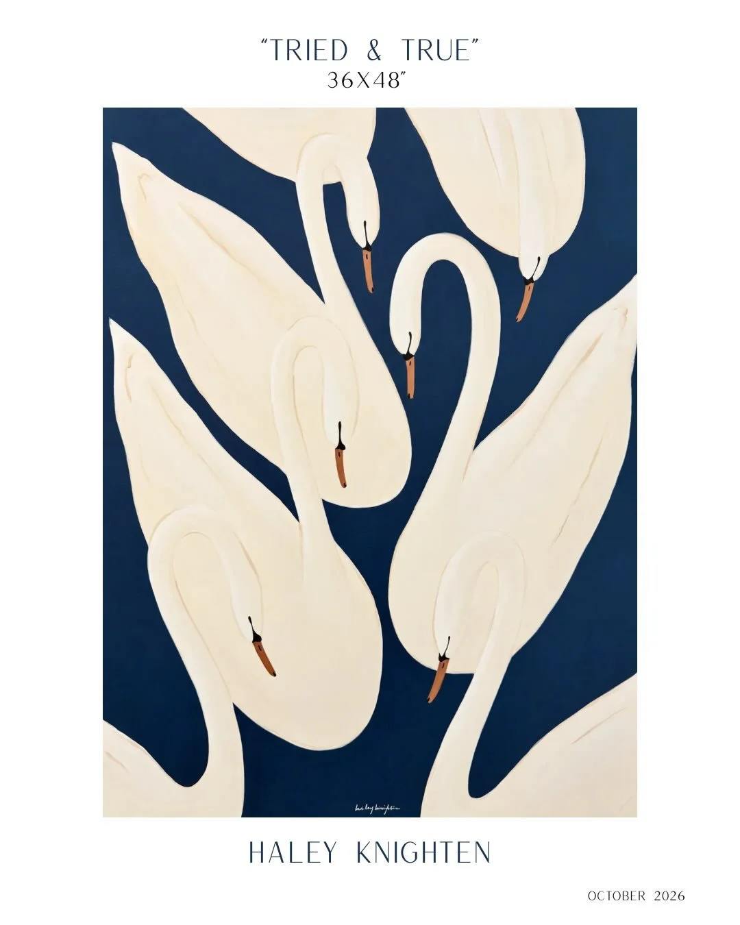 It was time navy entered the rotation 🦢 

&ldquo;Tried &amp; True&rdquo; 48x36&rdquo; 

#swanpainting #haleyknightenstudio #charlotteartist #collectedinteriors #originalart